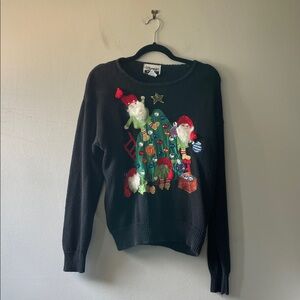 Black Christmas Sweater with Santa Design